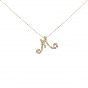 K18YG イニシャルM ダイヤモンド ネックレス 0.23CT