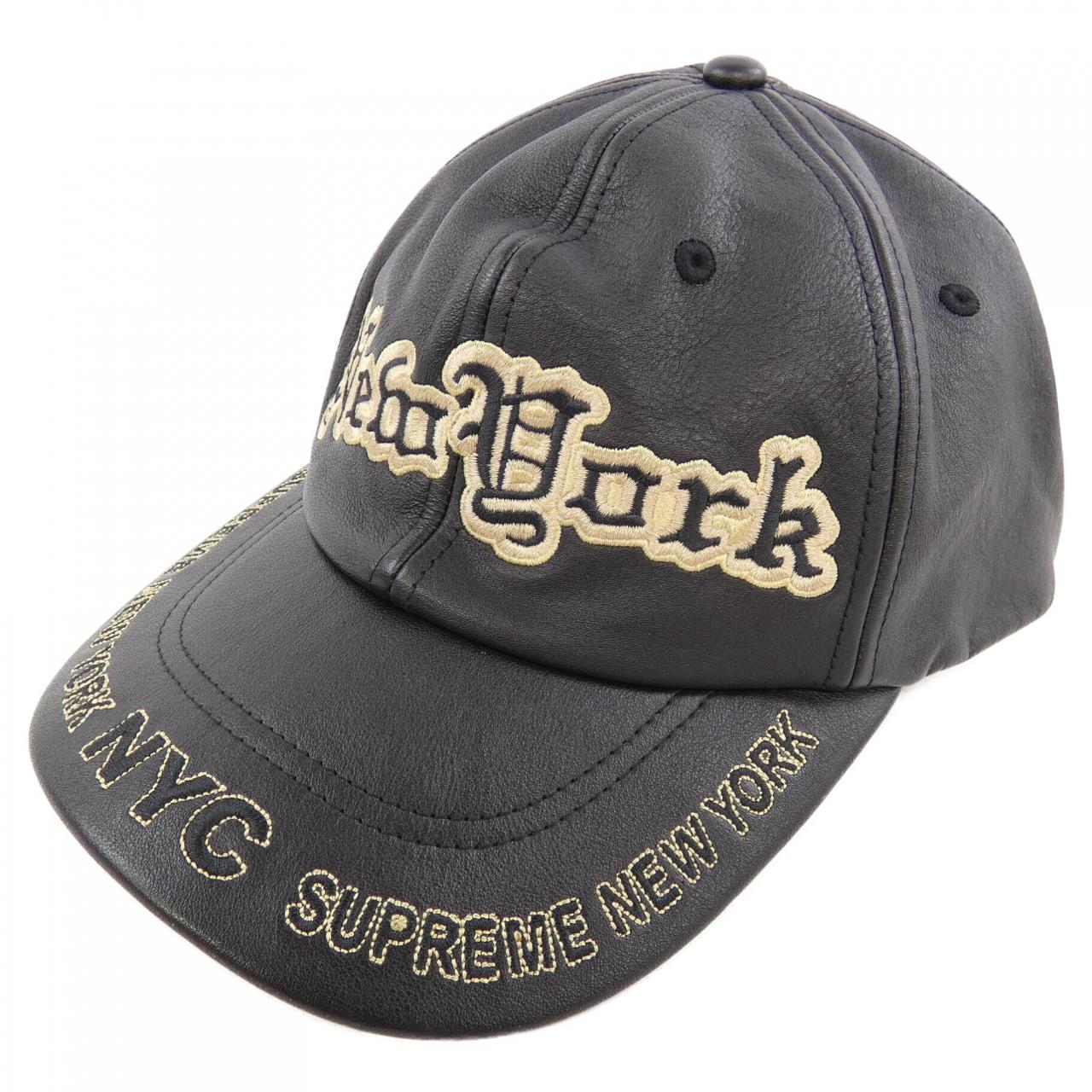 シュプリーム SUPREME NEW YORK LEATHER 6-PANEL キャップ