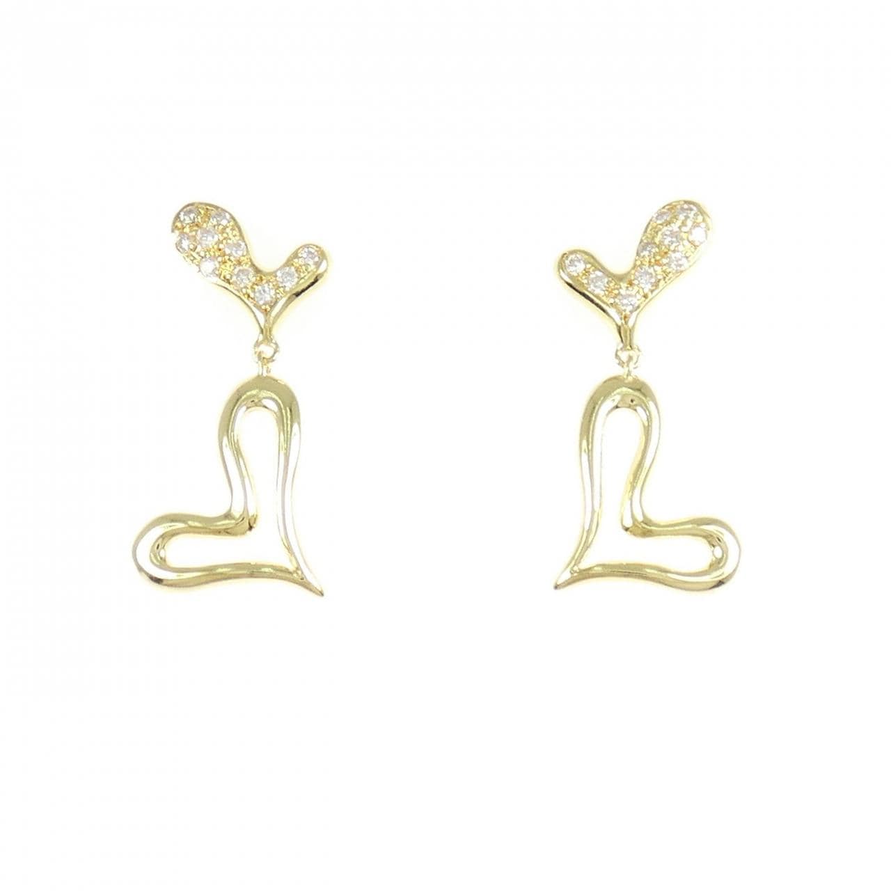 K18YG ハート ダイヤモンド ピアス 0.20CT