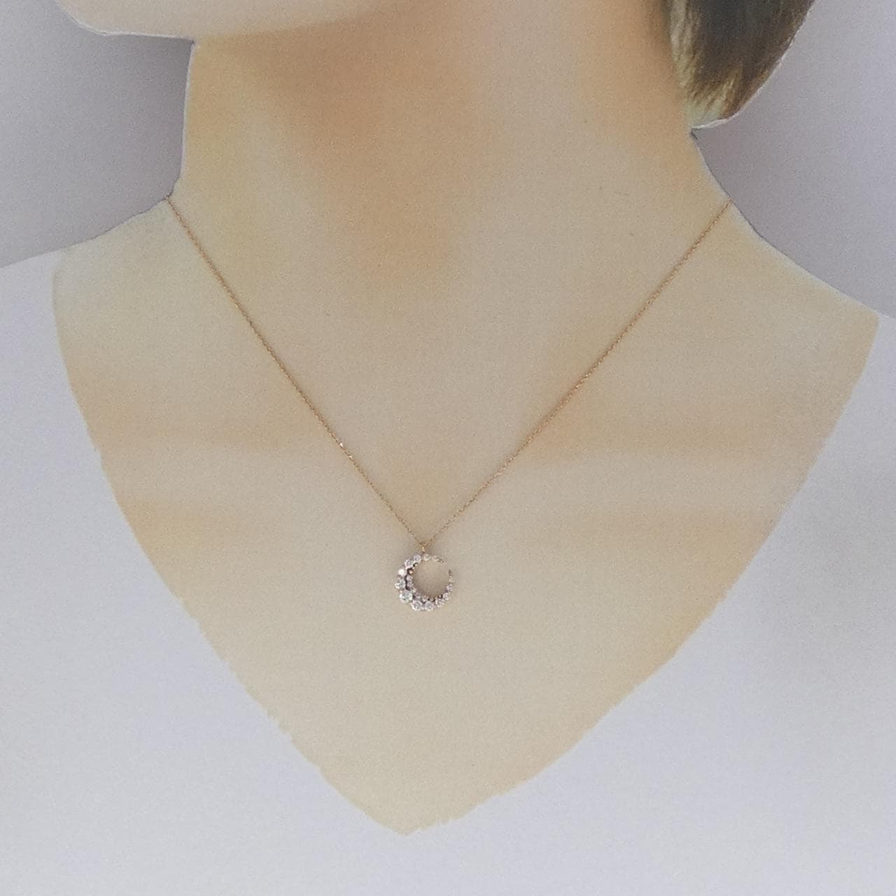 K18PG ムーン ダイヤモンド ネックレス 0.33CT
