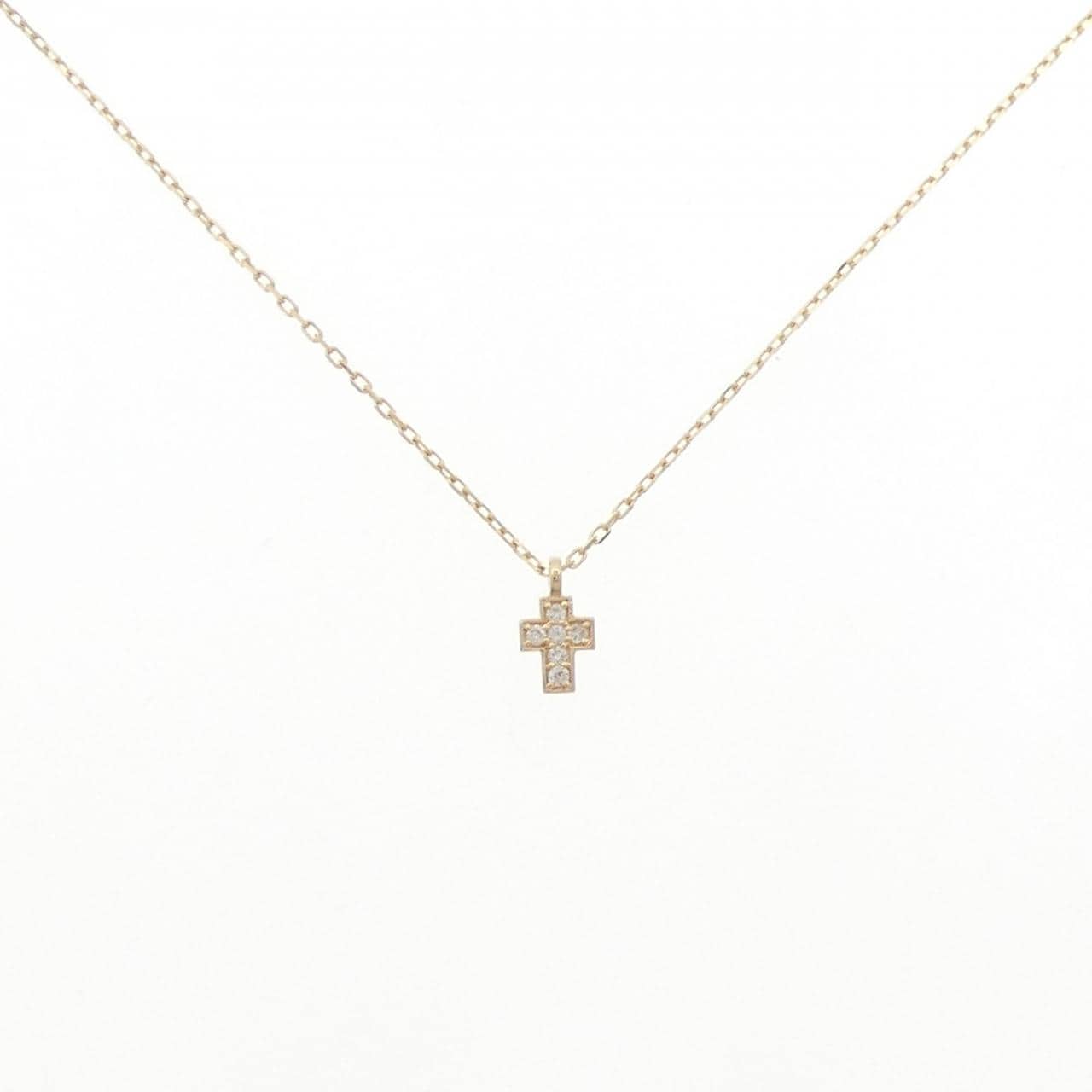 K18YG クロス ダイヤモンド ネックレス 0.03CT