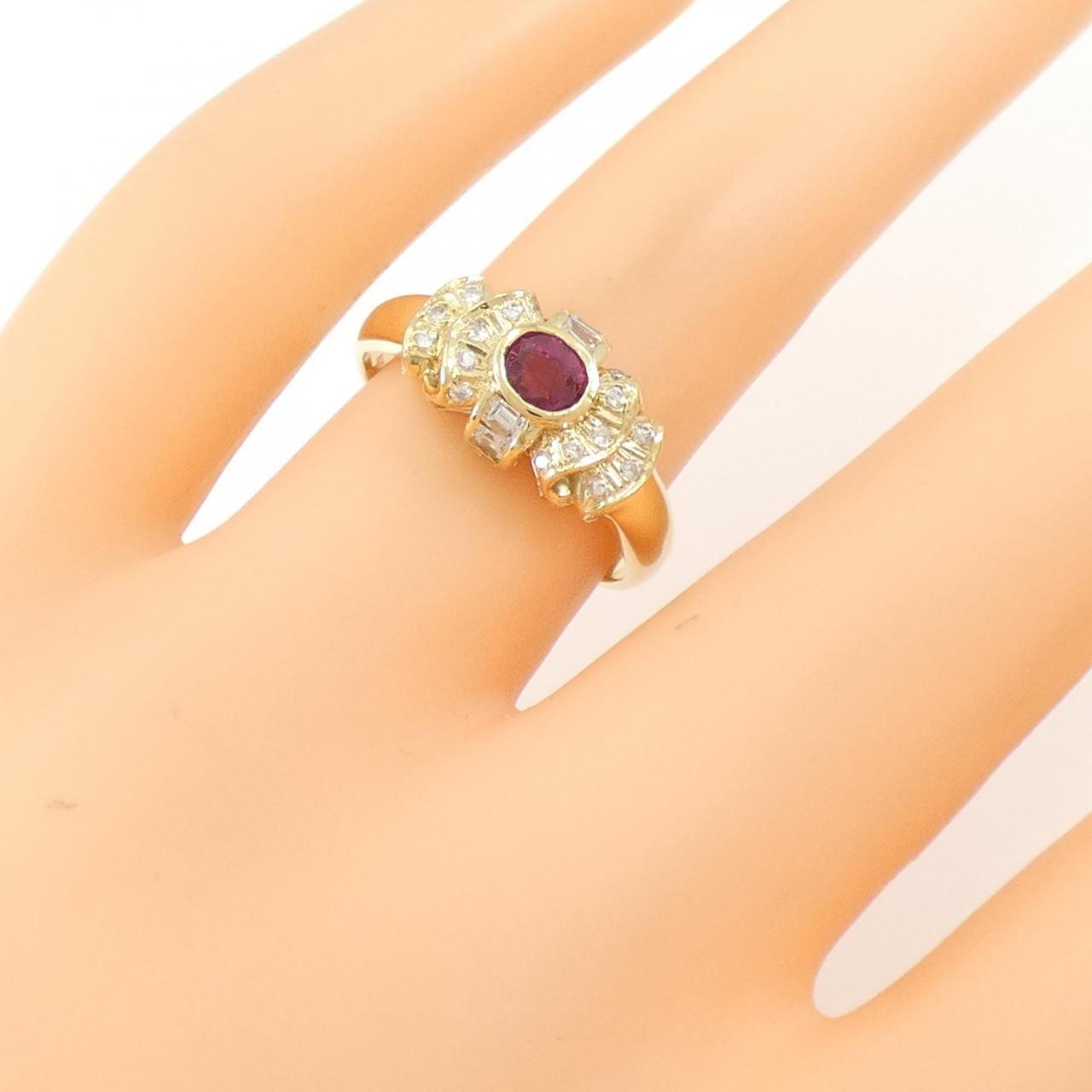 K18YG ルビー リング 0.44CT