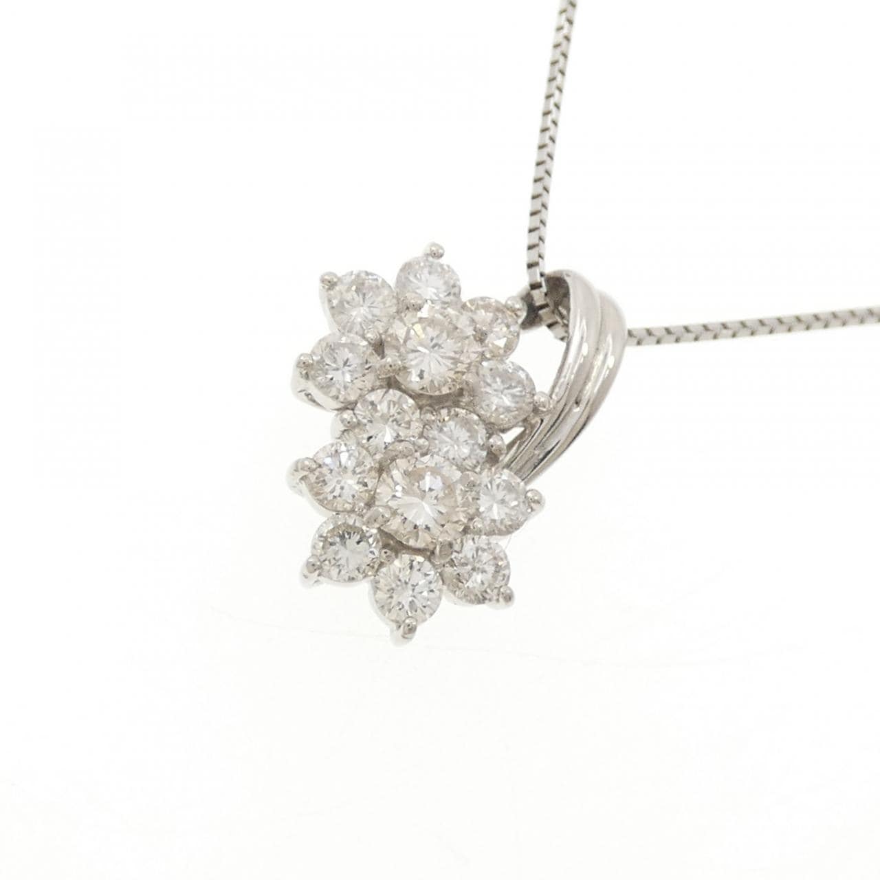 PT900/PT850 フラワー ダイヤモンド ネックレス 1.00CT