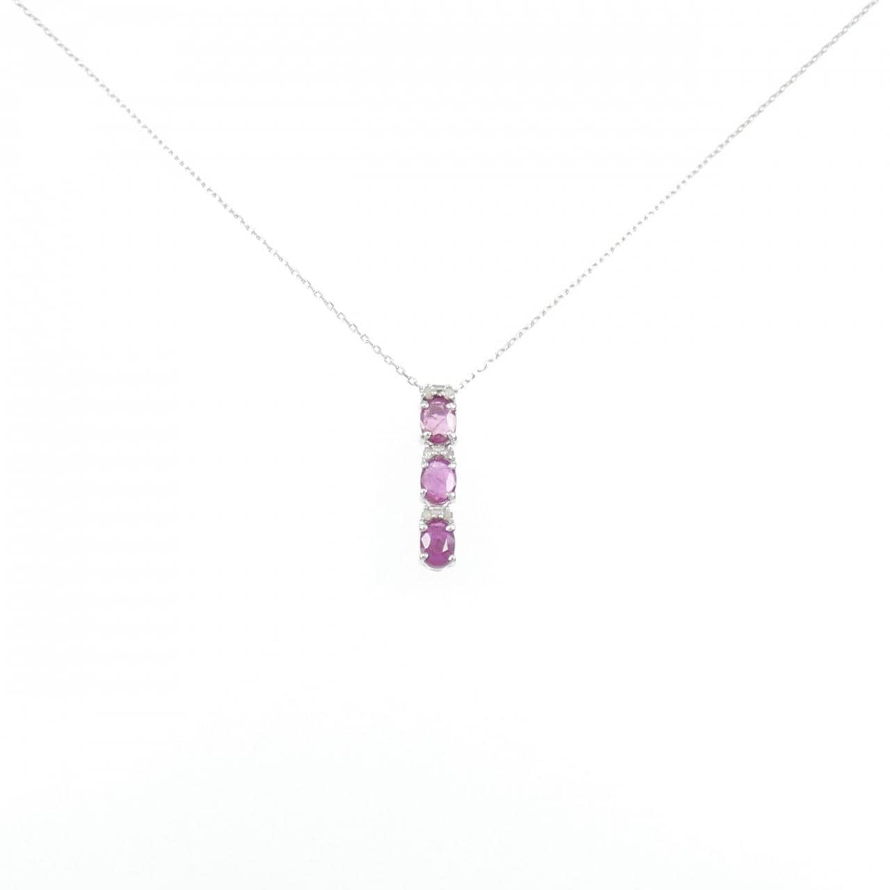 K18WG ルビー ネックレス 1.10CT