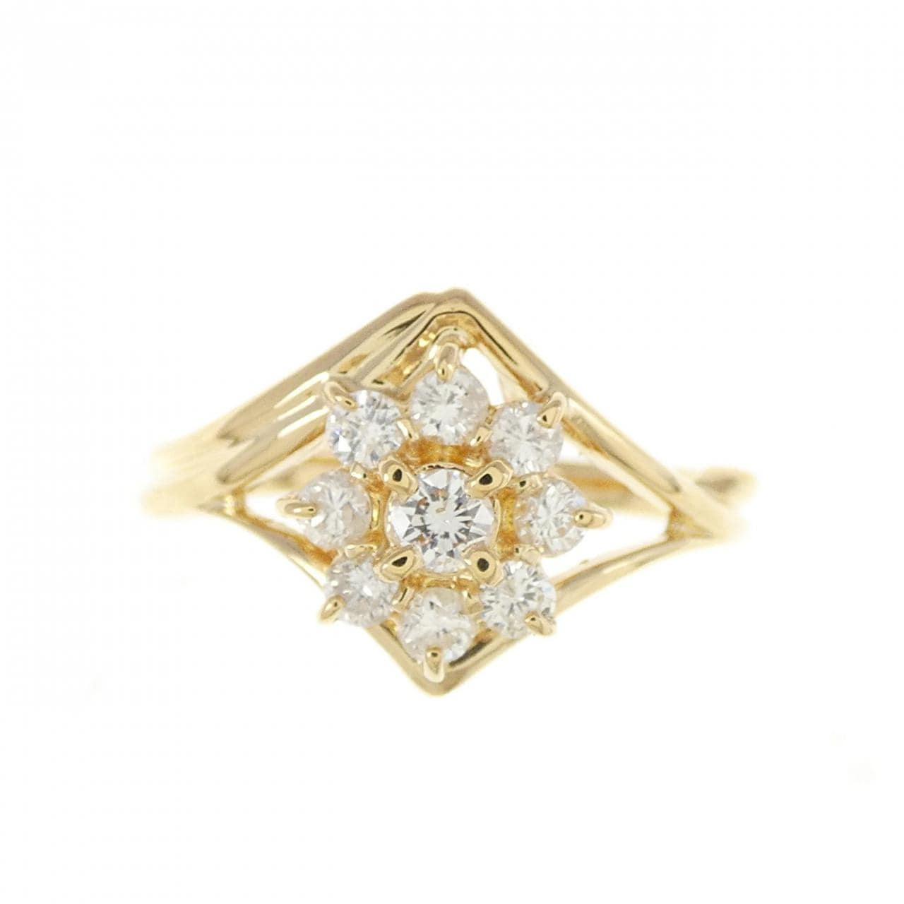 K18YG フラワー ダイヤモンド リング 0.30CT