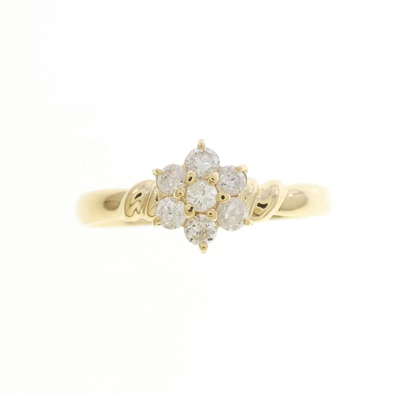 K18YG フラワー ダイヤモンド リング 0.24CT