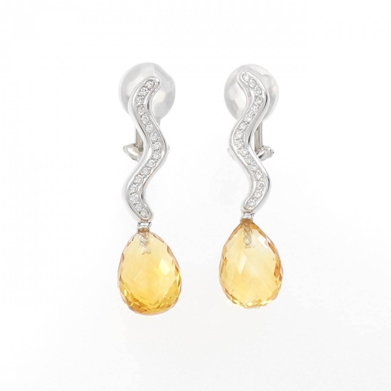 K18WG citrine earrings