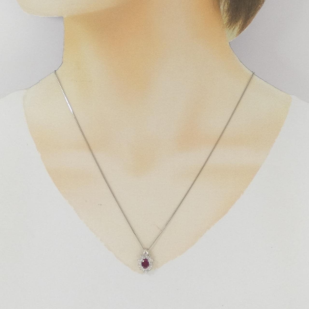 PT900/PT850 ルビー ネックレス 0.77CT