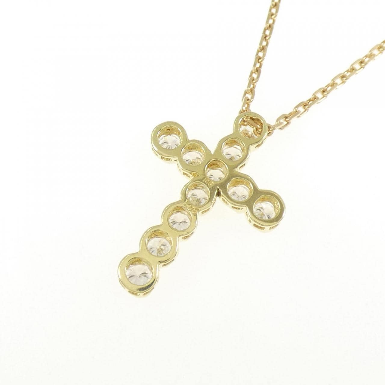 K18YG クロス ダイヤモンド ネックレス 1.05CT