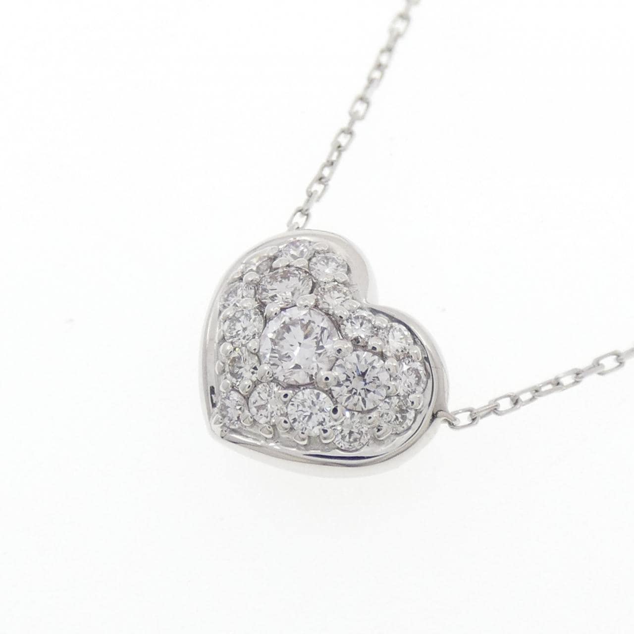 K18WG heart Diamond necklace 0.50CT