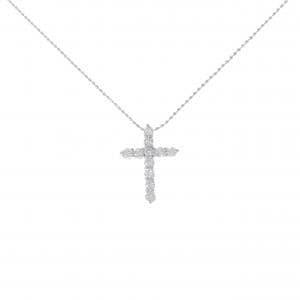 K18WG クロス ダイヤモンド ネックレス 0.50CT