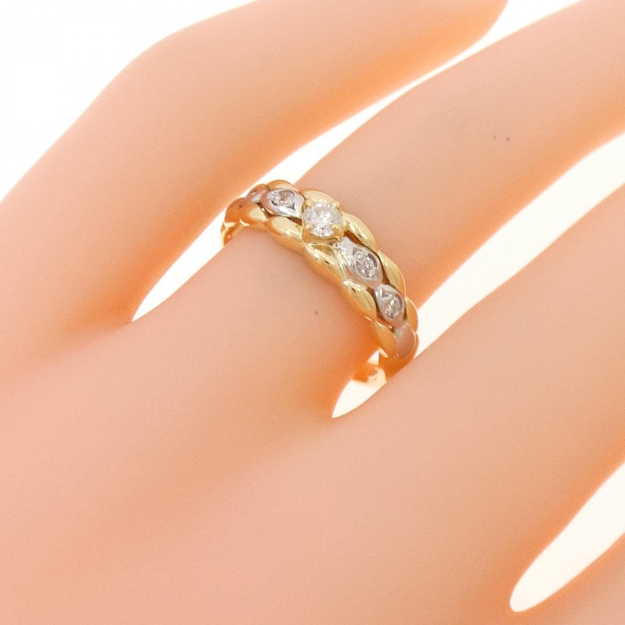 K18YG/PT900 ダイヤモンド リング 0.15CT