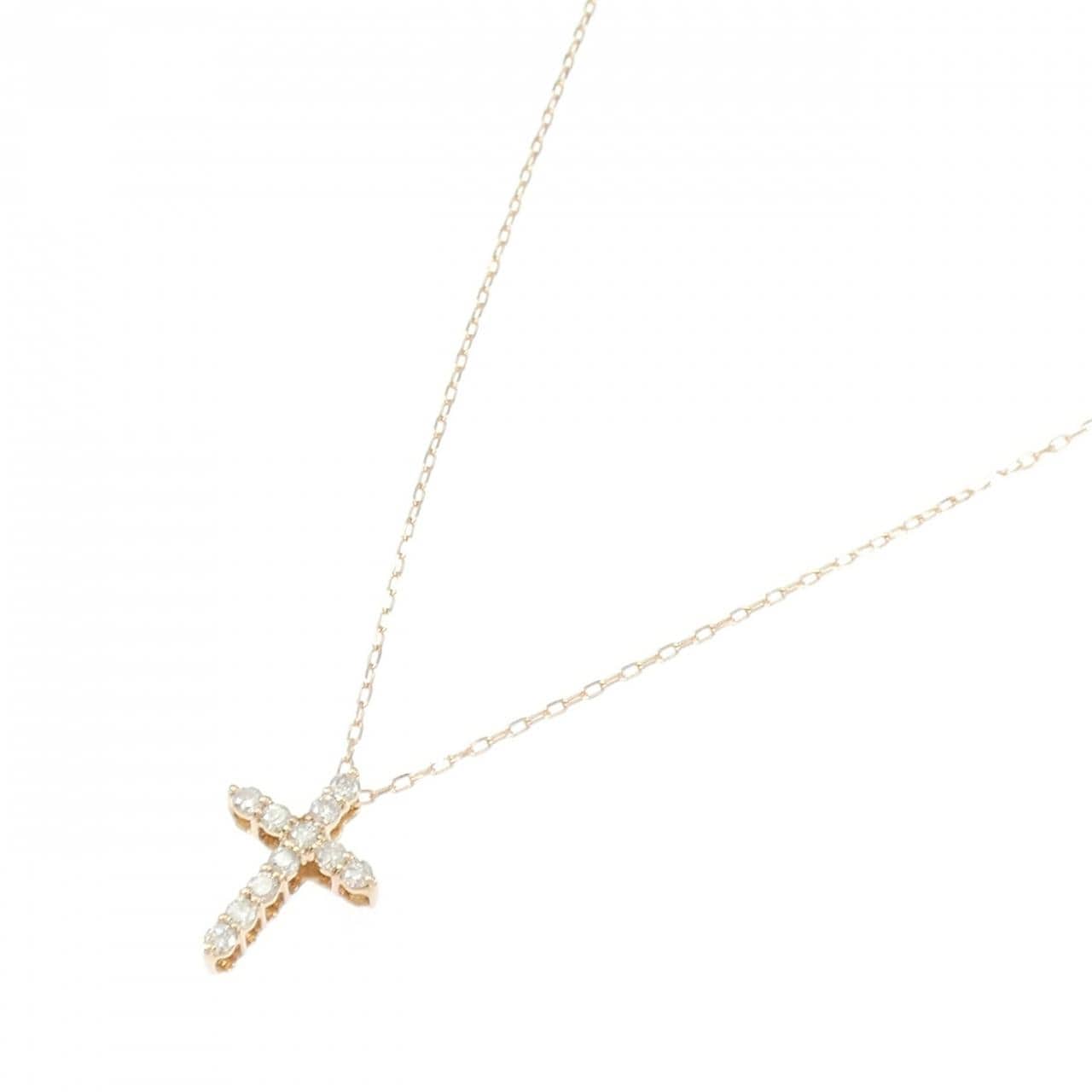 K18PG クロス ダイヤモンド ネックレス 0.30CT