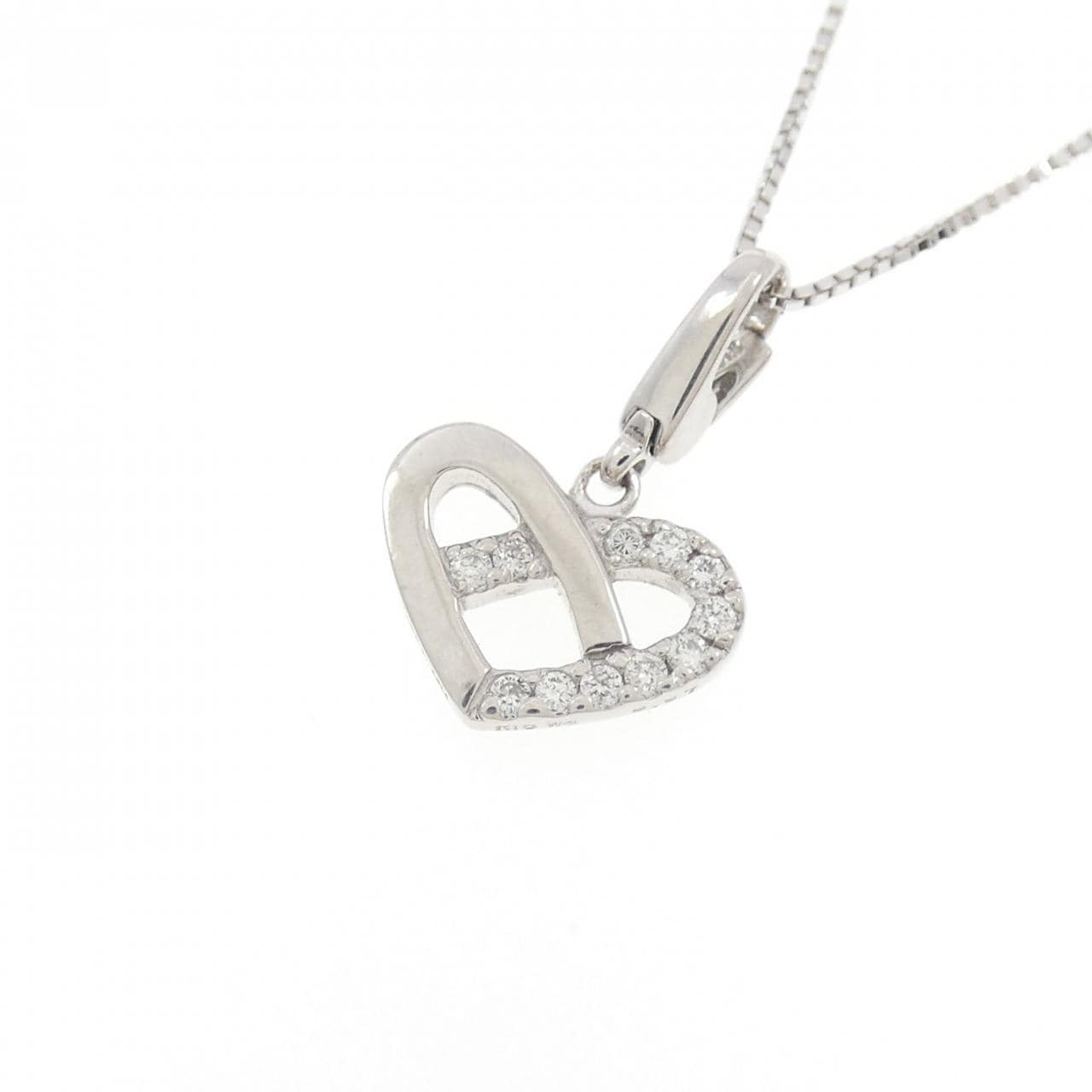 K10WG ハート ダイヤモンド ネックレス 0.07CT