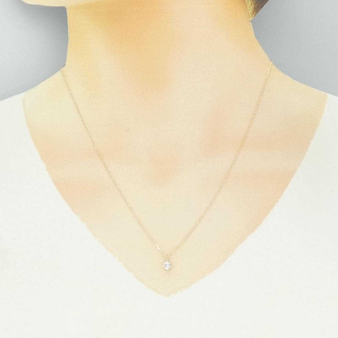 K18YG ソリティア ダイヤモンド ネックレス 0.20CT