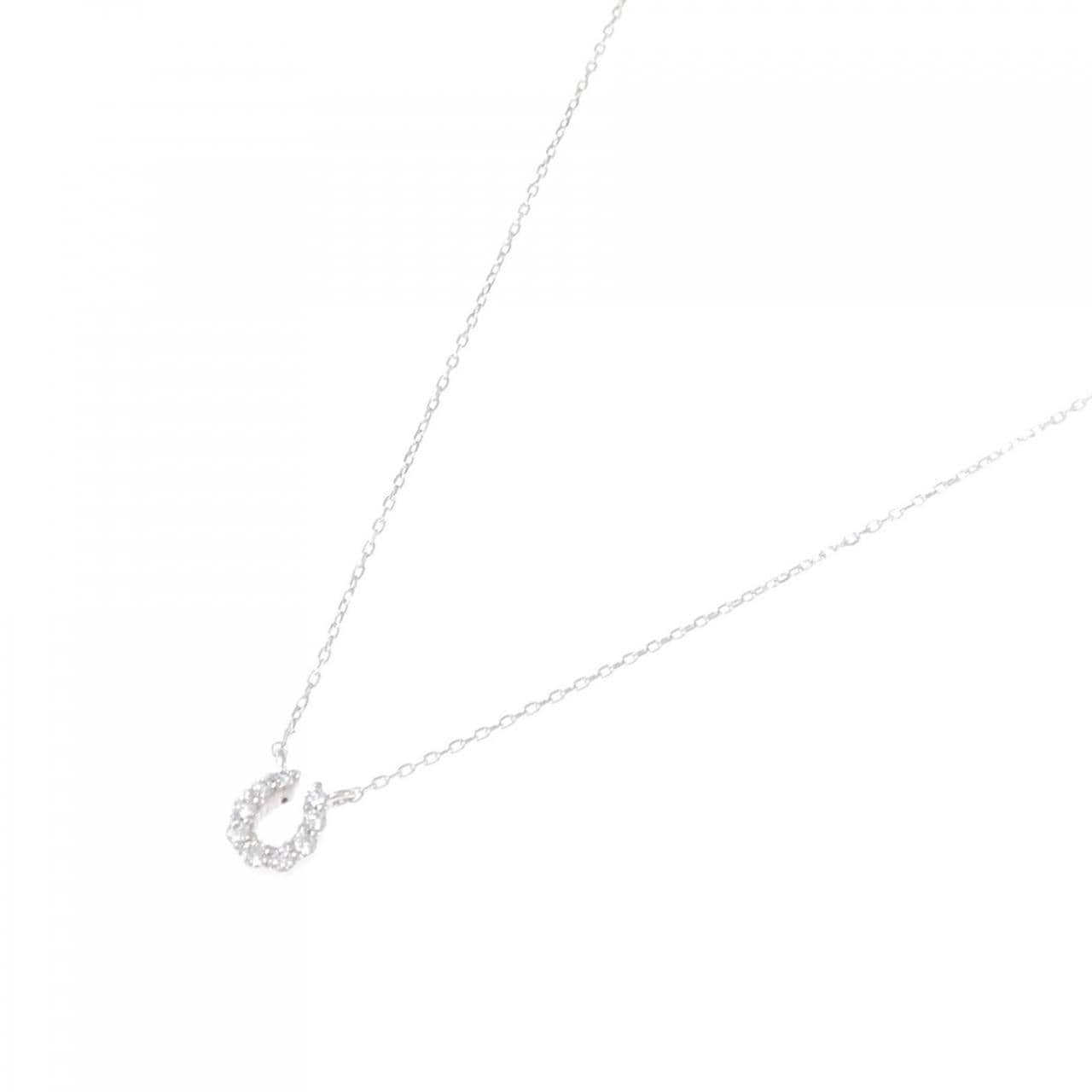 K18WG 马蹄形钻石项链 0.05CT