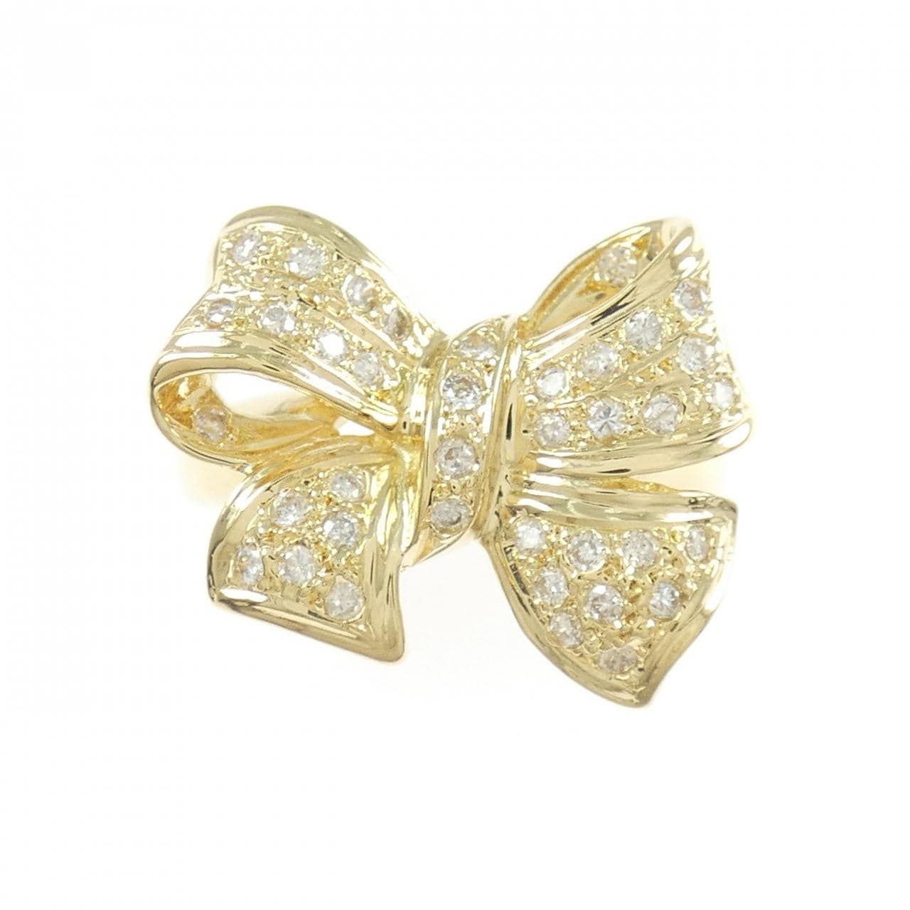 K18YG リボン ダイヤモンド リング 0.30CT
