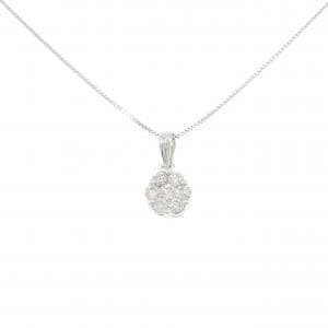 K18WG フラワー ダイヤモンド ネックレス 0.50CT