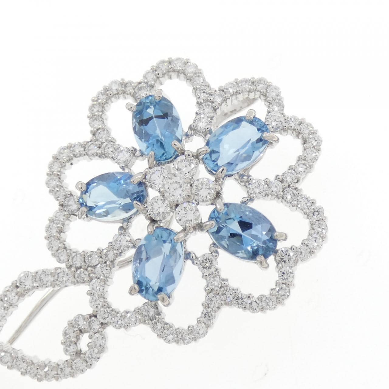 K18WG アクアマリン ブローチ 2.28CT