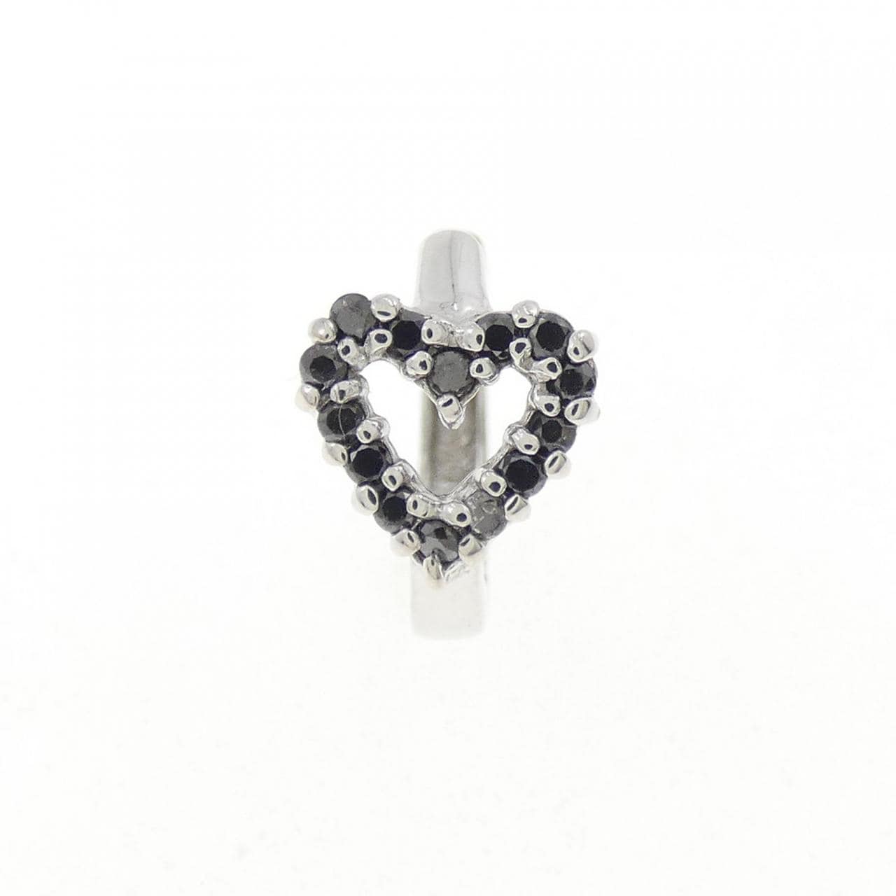 K10WG ハート ダイヤモンド ピアス 0.09CT 片耳