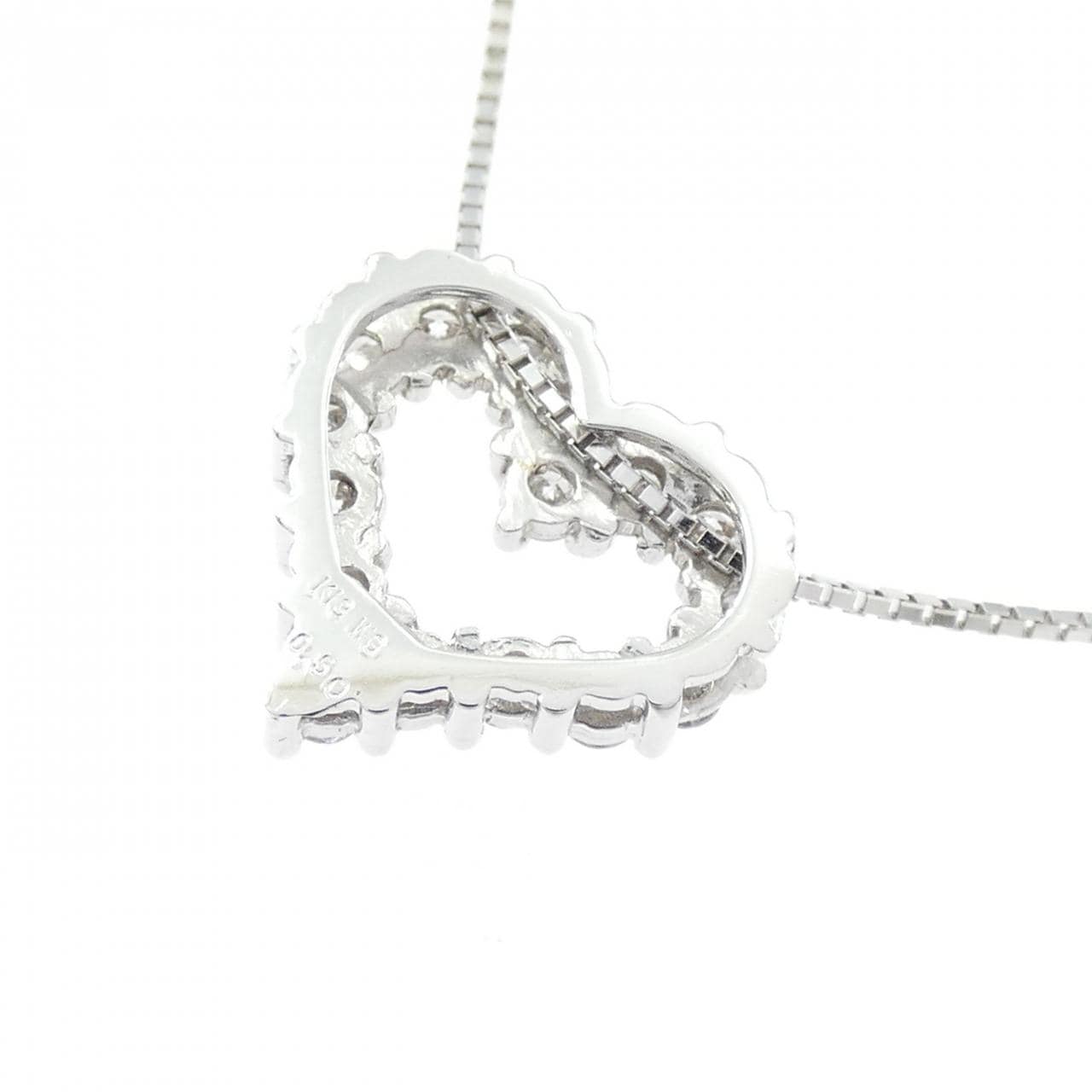 K18WG ハート ダイヤモンド ネックレス 0.50CT