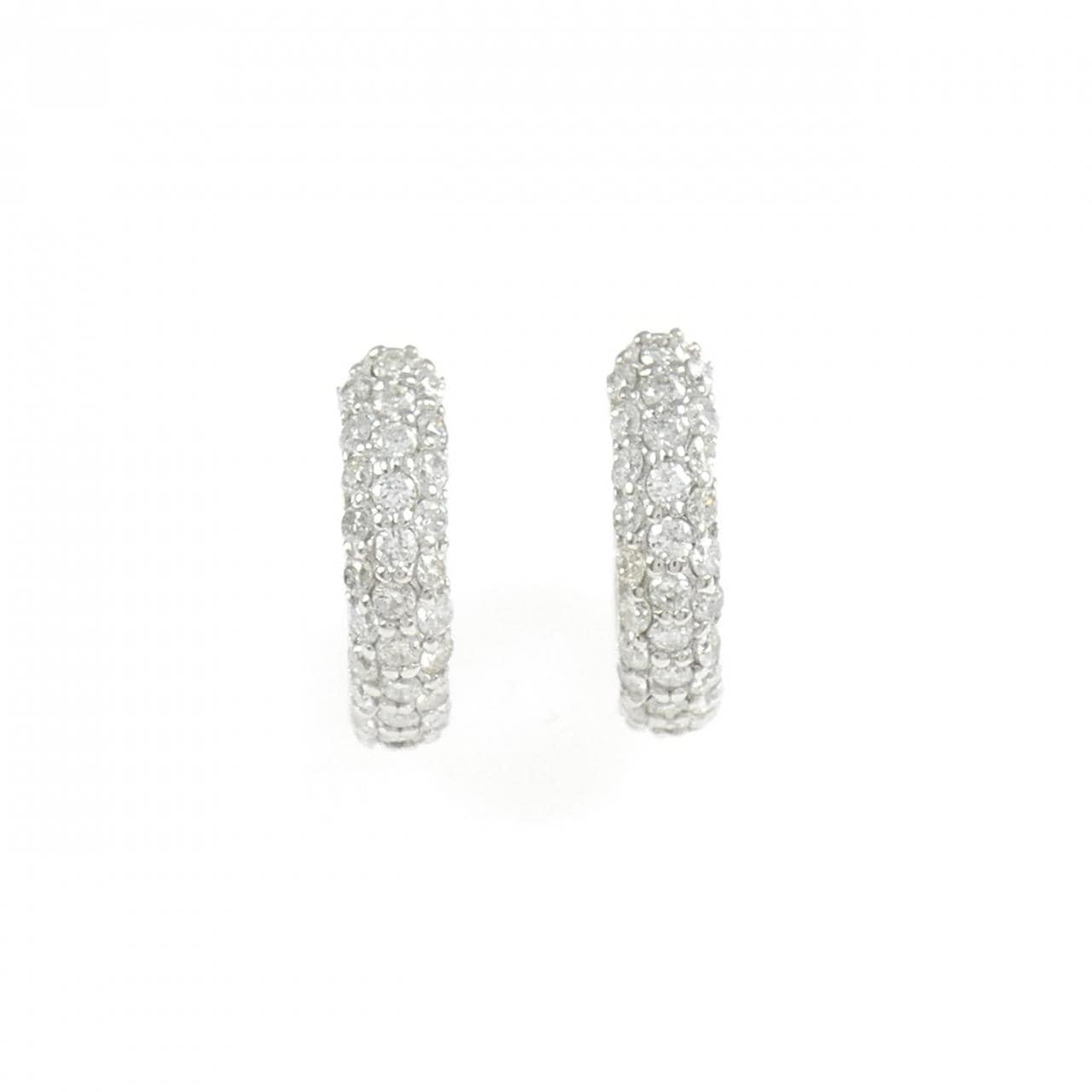 K18WG パヴェ ダイヤモンド フープ ピアス 0.70CT