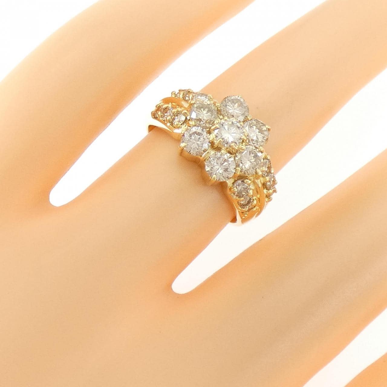 K18YG フラワー ダイヤモンド リング 1.50CT
