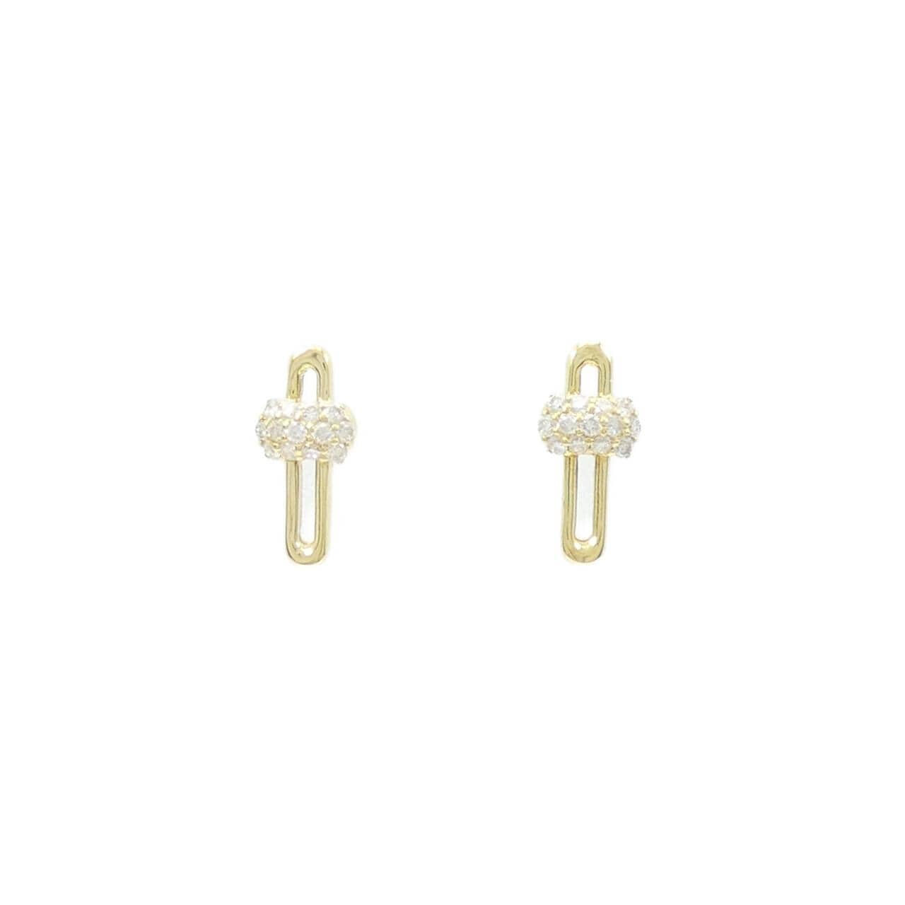 K18YG Pave Diamond Earrings 0.26CT