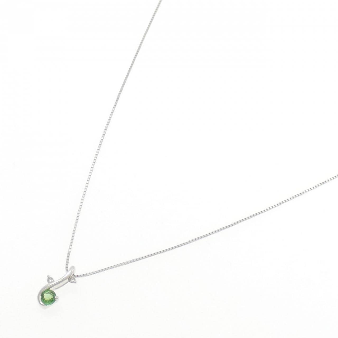 K18WG グリーンガーネット ネックレス
