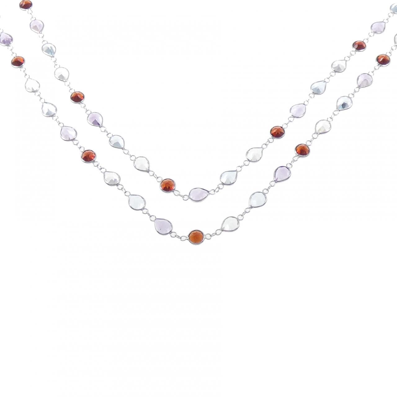 K18WG カラーストーン ネックレス