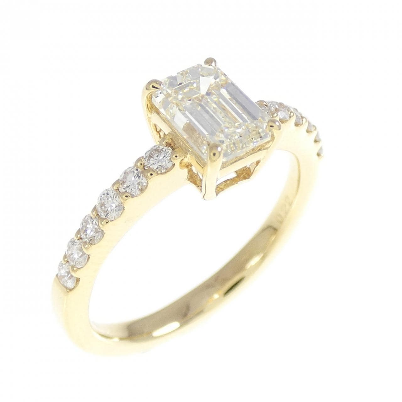 【リメイク】K18YG ダイヤモンド リング 1.01CT L SI1 エメラルドカット