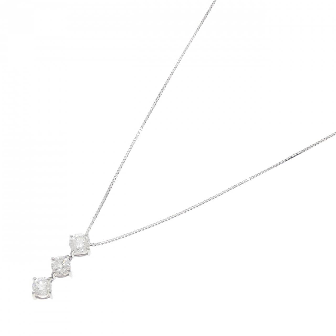 PT900/PT850 スリーストーン ダイヤモンド ネックレス 1.020CT