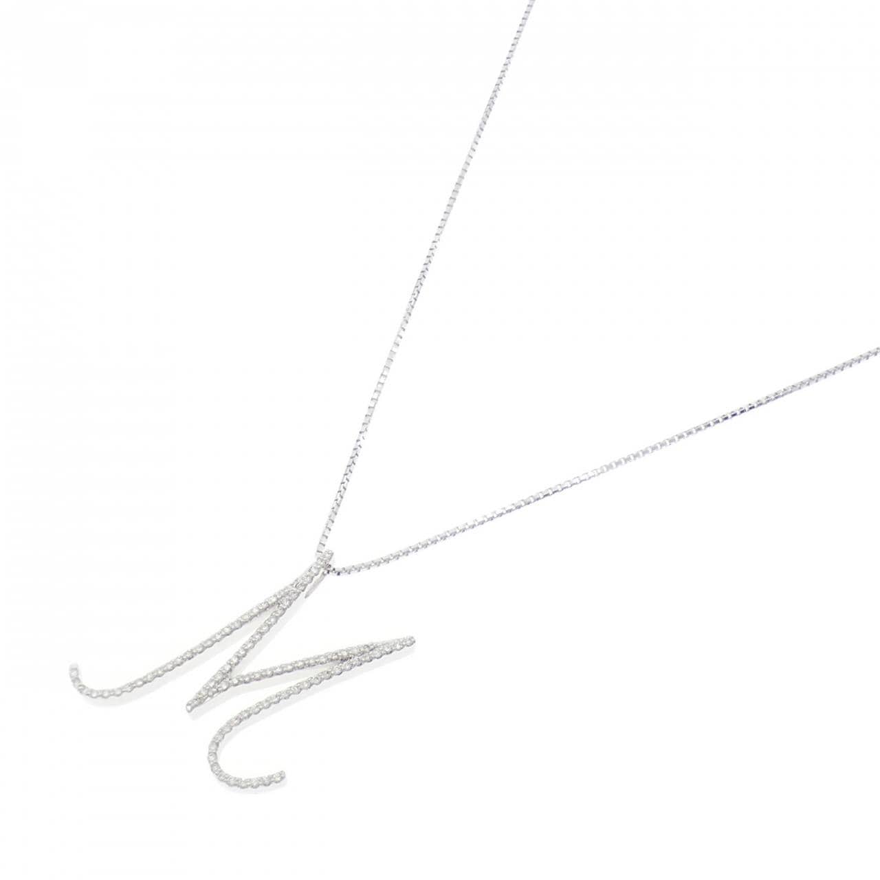 K18WG イニシャルM　ダイヤモンド ネックレス 0.43CT