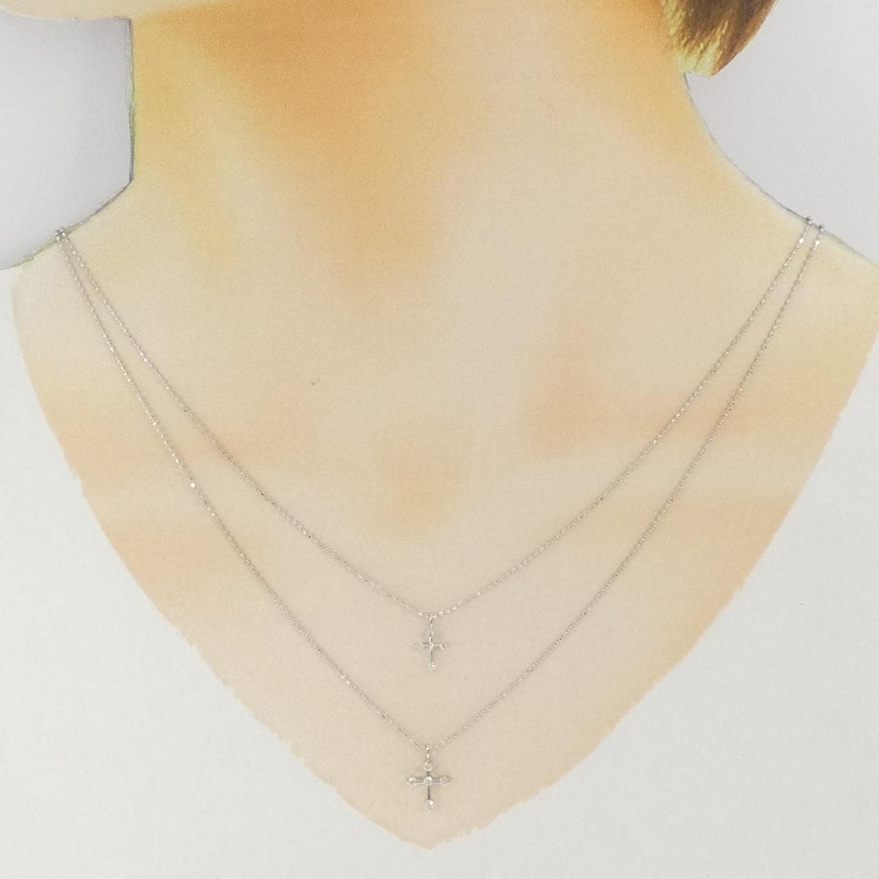 K18WG クロス ダイヤモンド ネックレス 0.15CT
