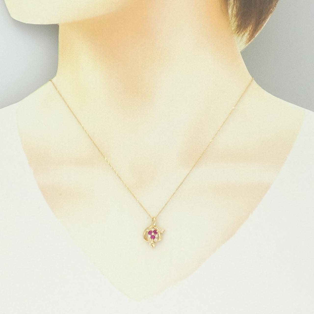 K18YG ルビー ネックレス 0.23CT