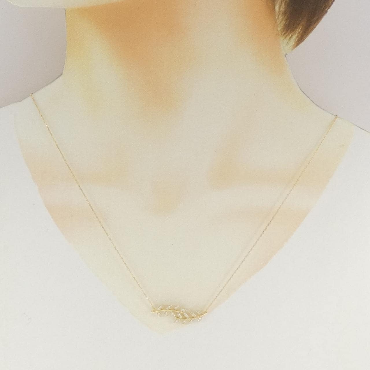 K18YG リーフ ダイヤモンド ネックレス 0.23CT