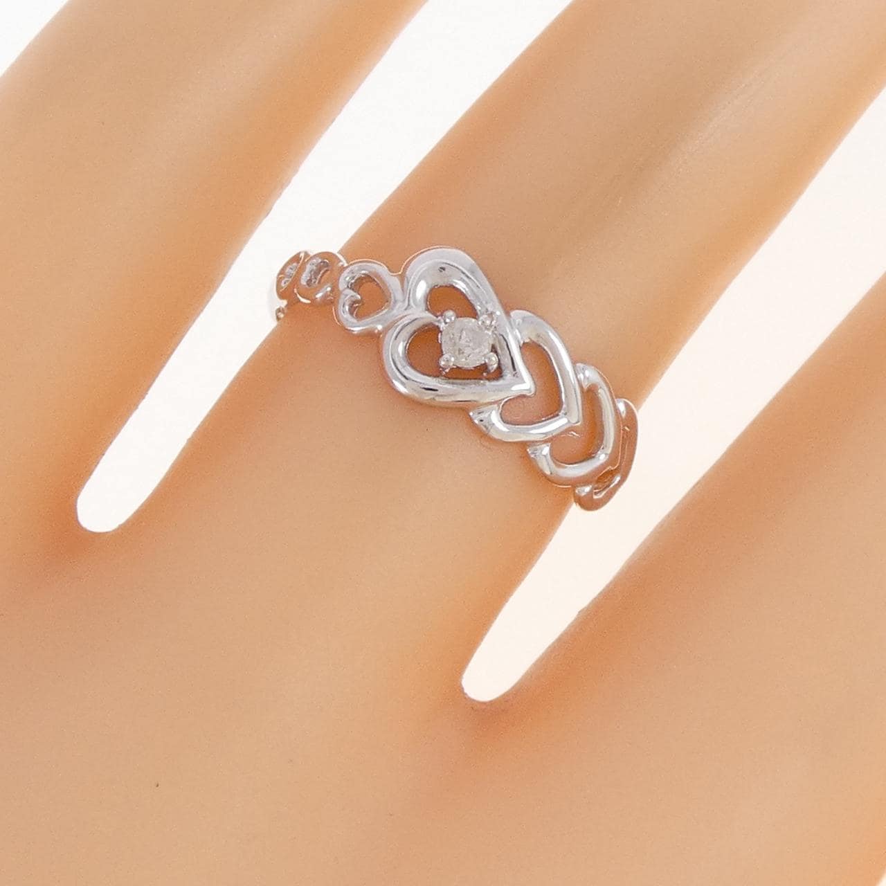 K14WG ハート ダイヤモンド リング 0.03CT