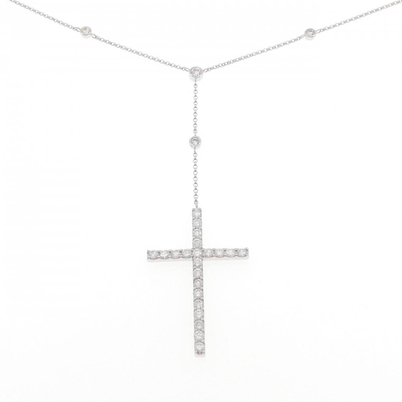 K18WG クロス ダイヤモンド ネックレス 2.00CT