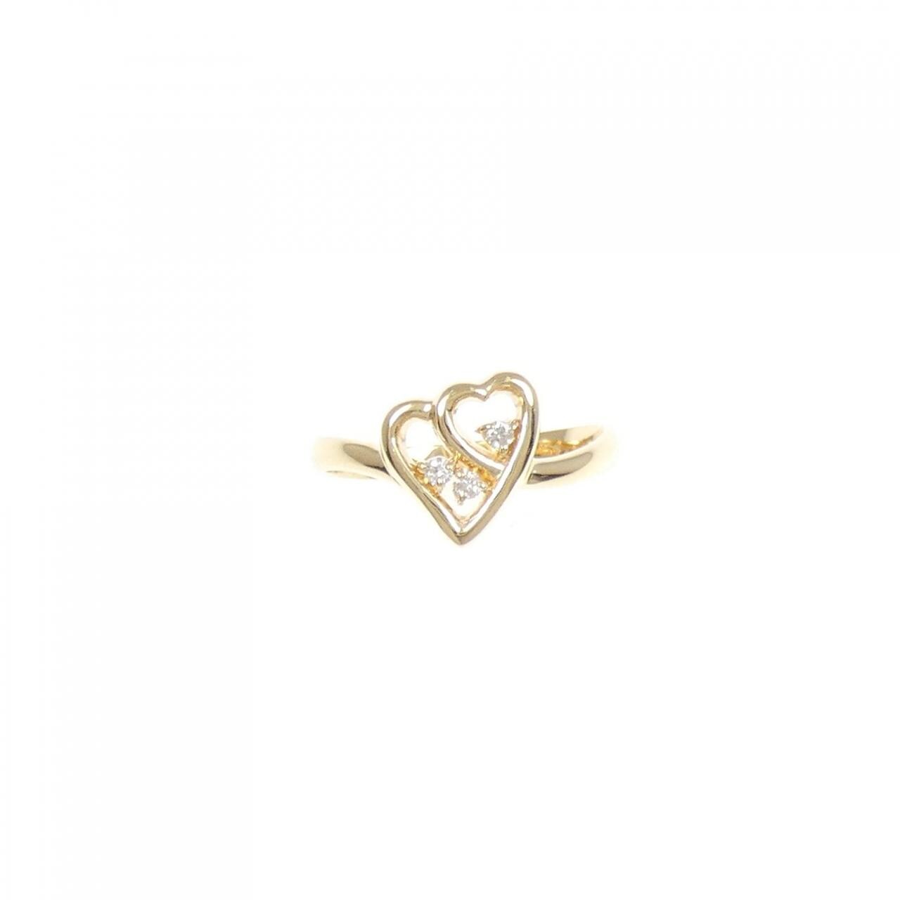 K18YG heart Diamond ring