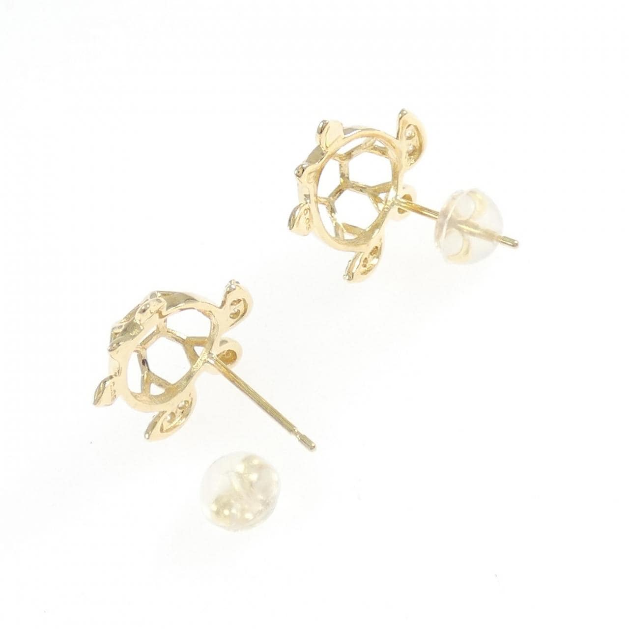 K18YG タートル ダイヤモンド ピアス 0.10CT