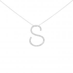 K18WG イニシャルS ダイヤモンド ネックレス 0.20CT