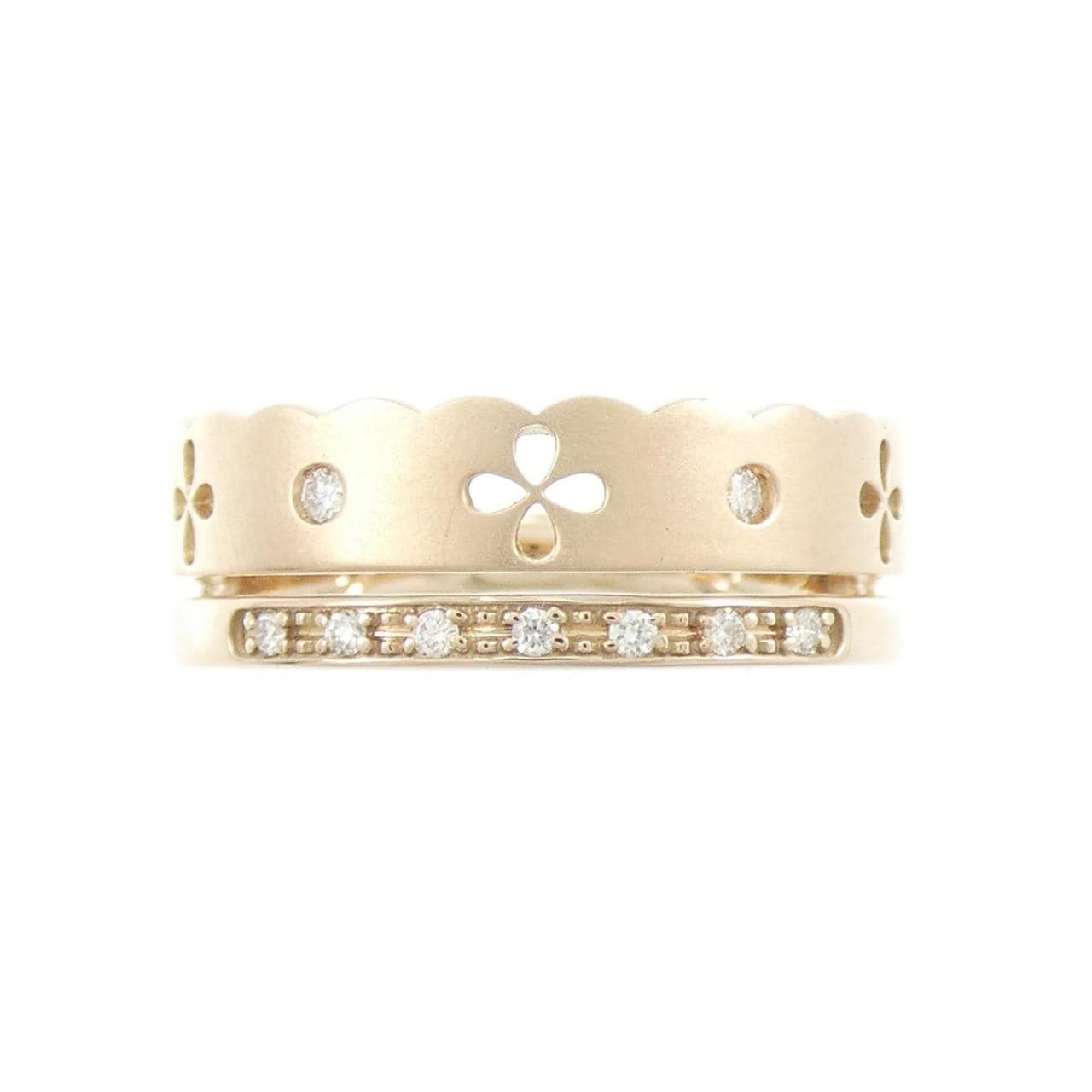 [BRAND NEW] K18PG Flower Diamond Ring 0.06CT