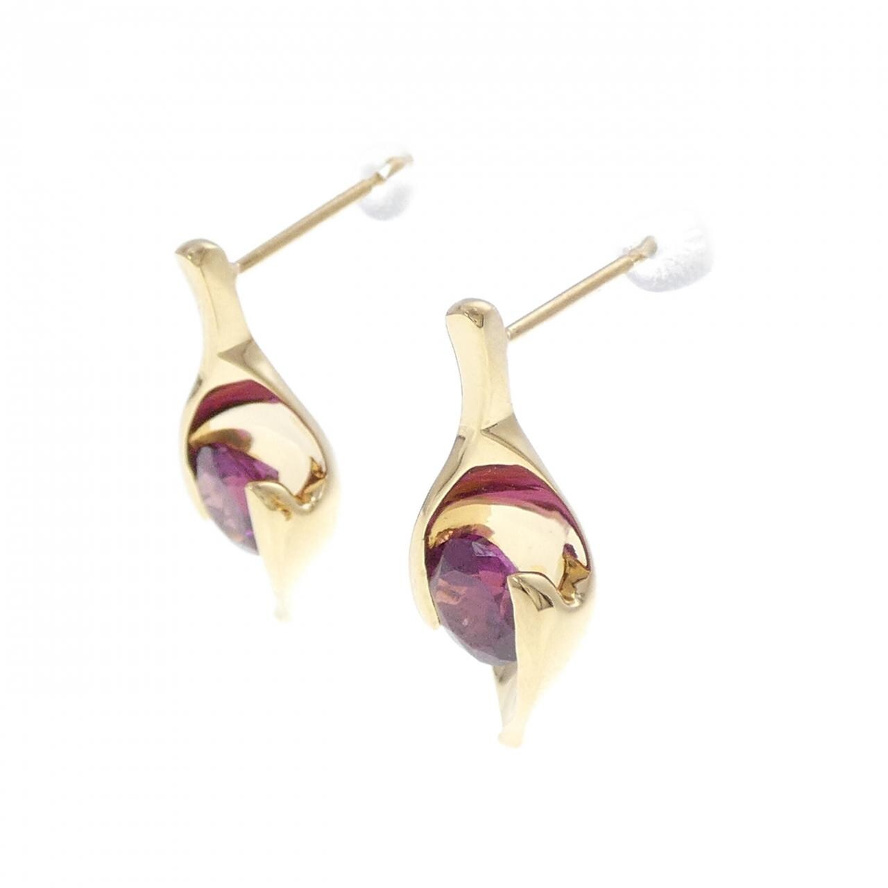 [BRAND NEW] K18YG Garnet earrings