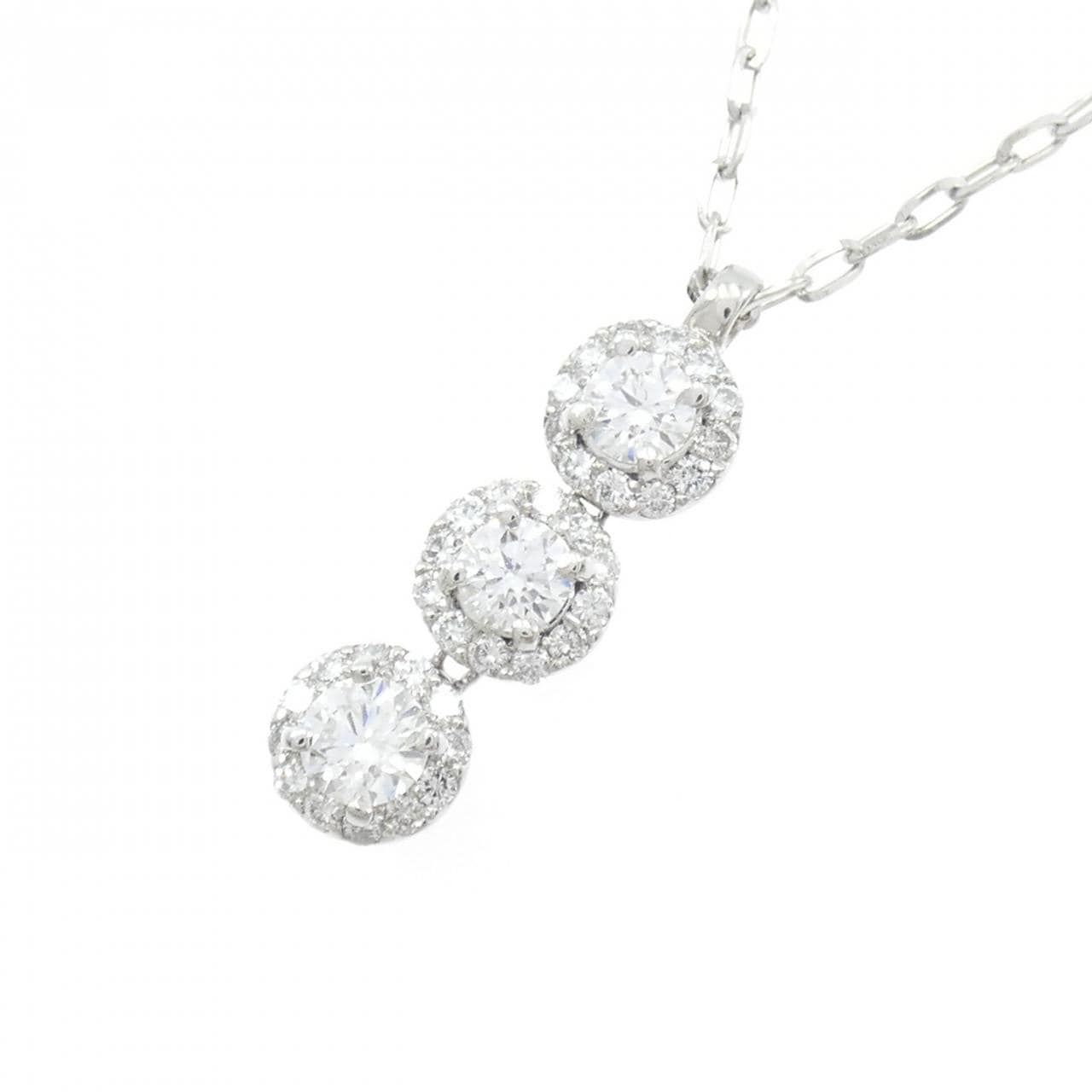 PT900/PT850 スリーストーン ダイヤモンド ネックレス 0.585CT