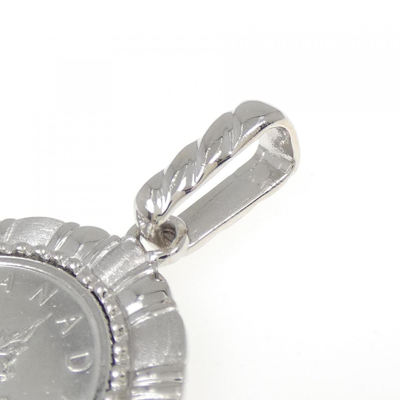 PT900(枠) ダイヤモンド コイン ペンダント 0.04CT