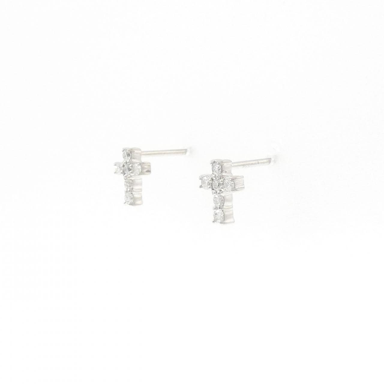 PT900 クロス ダイヤモンド ピアス
