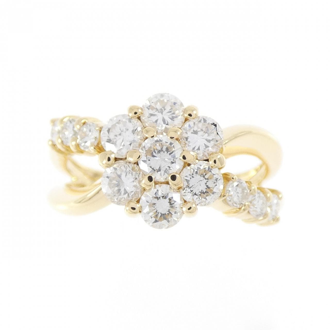 K18YG フラワー ダイヤモンド リング 1.13CT