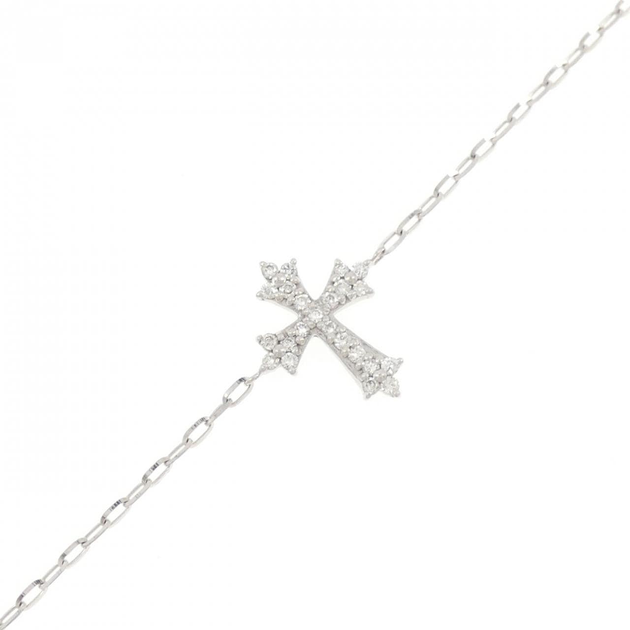 K18WG クロス ダイヤモンド ブレスレット 0.20CT