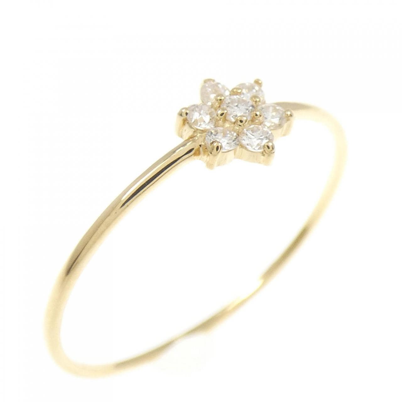 【リメイク】K18YG フラワー ダイヤモンド リング 0.10CT