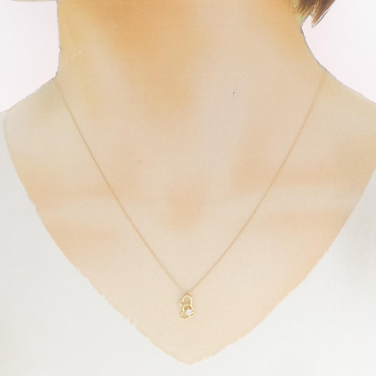 K18YG ハート ダイヤモンド ネックレス 0.08CT